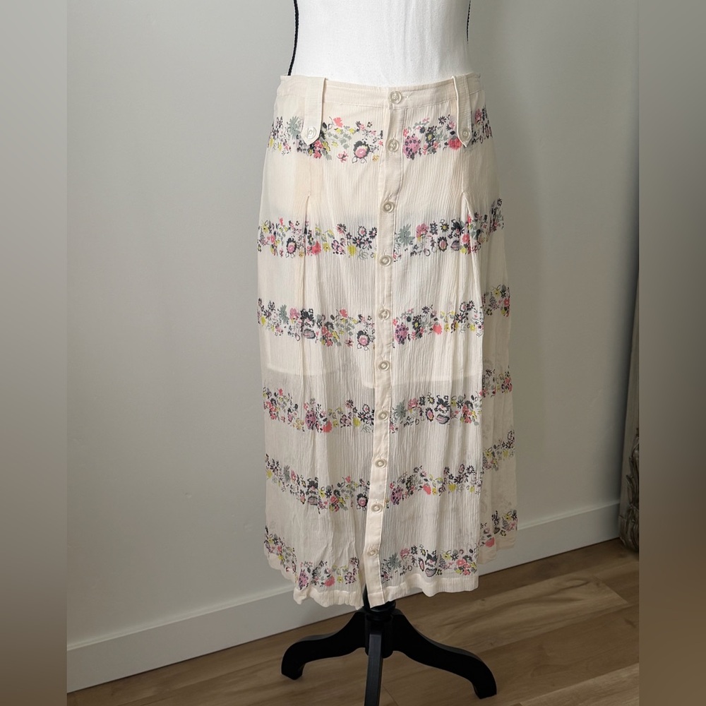 Charlotte Ronson Cream Floral Midi Skirt